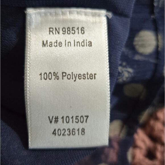 Coldwater Creek Navy Blue‎ Sheer Polka Dot Blouse Size 16/XL - Picture 6 of 6